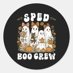 Boo Crew Sped Teacher Wildblume Halloween Ghost P Runder Aufkleber