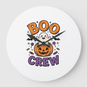 Boo Crew Süße Geister-Kürbis Halloween-Shirt Desig Große Wanduhr