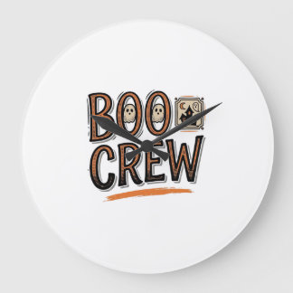 Boo Crew Vintage Halloween Gravur Shirt Design_ Große Wanduhr