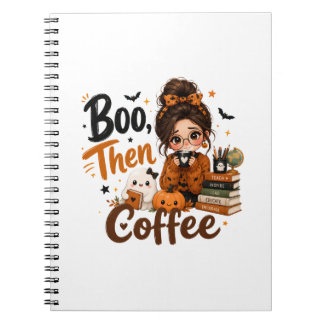 Boo, dann Kaffee Halloween-Lehrer-Notizbuch Notizblock