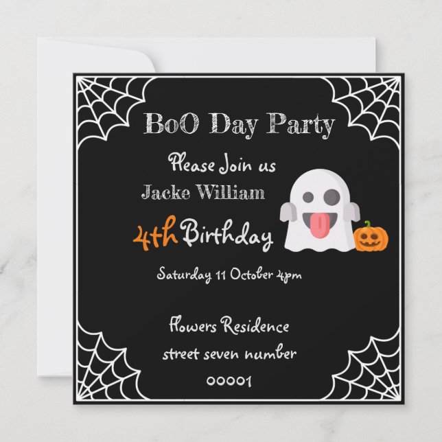 BOO DAY PARTY Kindergeburtstag Einladung (Vorderseite)