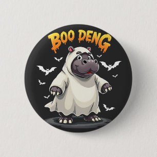 Boo Deng Ghost Baby Pygmy Hippo Moo Deng Halloween Button