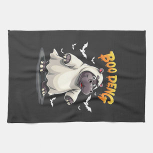 Boo Deng Ghost Baby Pygmy Hippo Moo Deng Halloween Geschirrtuch