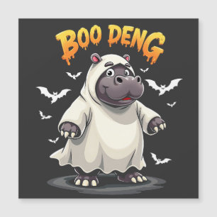 Boo Deng Ghost Baby Pygmy Hippo Moo Deng Halloween Magnetkarte