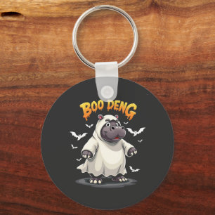 Boo Deng Ghost Baby Pygmy Hippo Moo Deng Halloween Schlüsselanhänger