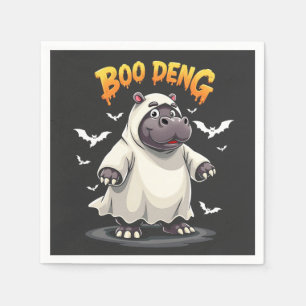 Boo Deng Ghost Baby Pygmy Hippo Moo Deng Halloween Serviette