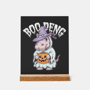 Boo deng Spooky Halloween Moo Deng Baby Hippo Acrylschild
