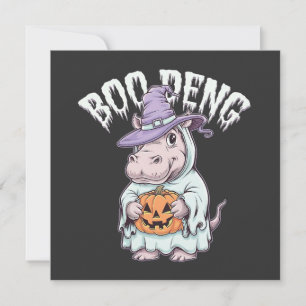 Boo deng Spooky Halloween Moo Deng Baby Hippo Karte