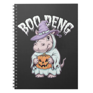 Boo deng Spooky Halloween Moo Deng Baby Hippo Notizblock