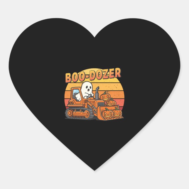 Boo Dozer Ghost Funny Halloween Herz-Aufkleber (Vorderseite)