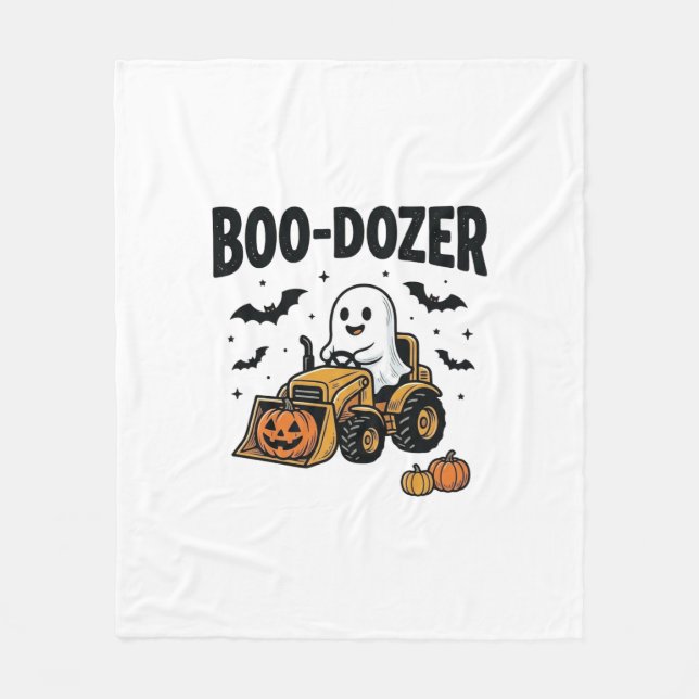 Boo-Dozer Halloween-Geist-Bulldozer-Design_1 Fleecedecke (Vorderseite)