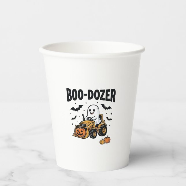 Boo-Dozer Halloween-Geist-Bulldozer-Design_1 Pappbecher (Vorderseite)