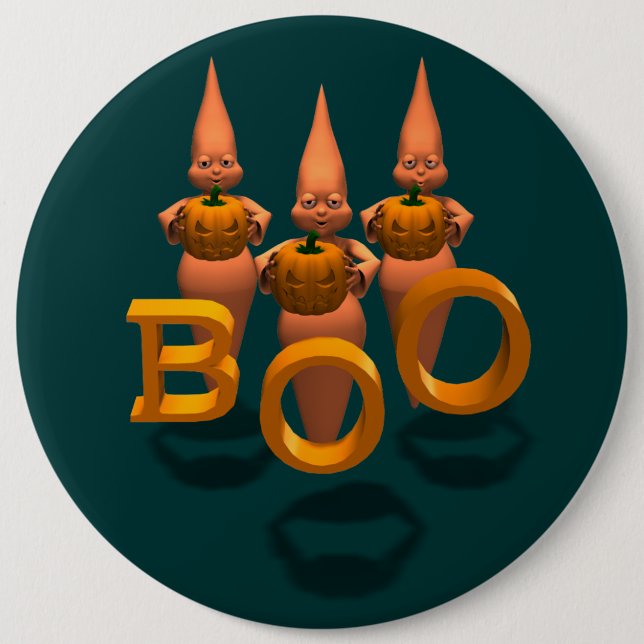 Boo! Drei Niedliche Ghostien Button (Vorderseite)