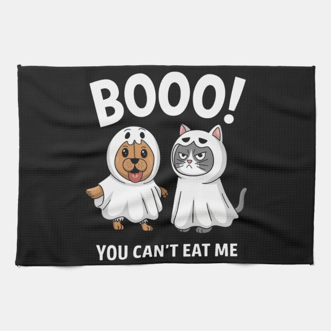 Boo, du kannst mir zu Halloween keine Hunde und Ka Geschirrtuch (Horizontal)