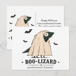 Boo Eidechse Bartagame Halloween Geist Kunst Postkarte