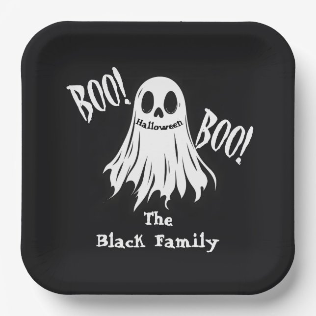 BOO! - Ein grinsender Grinsen Pappteller (Vorderseite)