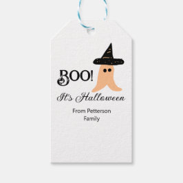 Boo es ist Halloween vom orangefarbenen Geist Geschenkanhänger