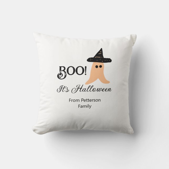 Boo es ist Halloween vom orangefarbenen Geist Kissen (Vorderseite)
