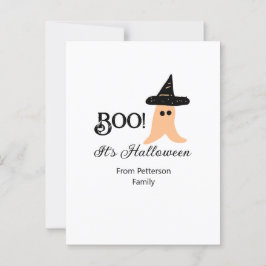 Boo es ist Halloween vom orangefarbenen Geist Postkarte