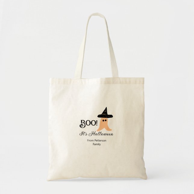 Boo es ist Halloween vom orangefarbenen Geist Tragetasche (Vorne)