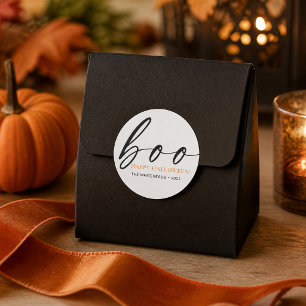 Boo Frohes Halloween Weiß Runder Aufkleber