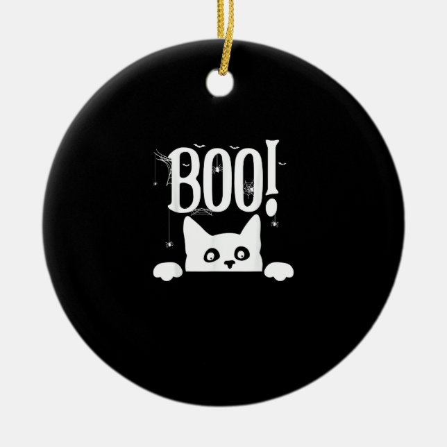 Boo! Funny Hiding Peekabo Beängstigend Halloween Keramik Ornament (Vorne)
