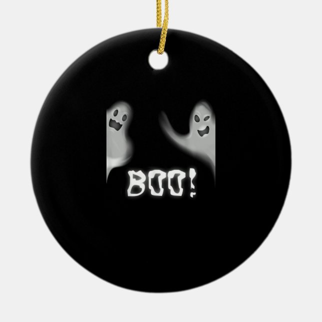 Boo! Funny Hiding Peekaboo Beängstigend Halloween Keramik Ornament (Vorne)