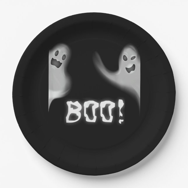 Boo! Funny Hiding Peekaboo Beängstigend Halloween Pappteller (Vorderseite)
