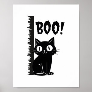 Boo! Funny Hiding Peekaboo Beängstigend Halloween Poster
