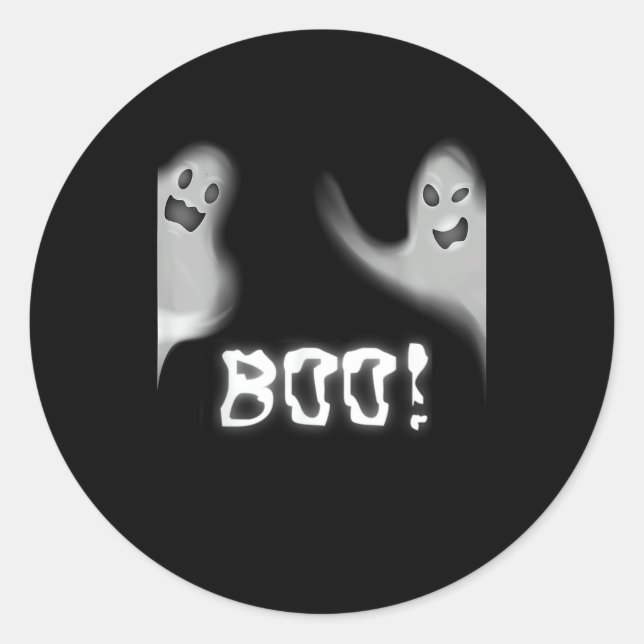 Boo! Funny Hiding Peekaboo Beängstigend Halloween Runder Aufkleber (Vorderseite)