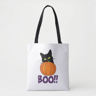 Boo Funny Jolly Cat Peeking Pumpkin Halloween Teil Tasche