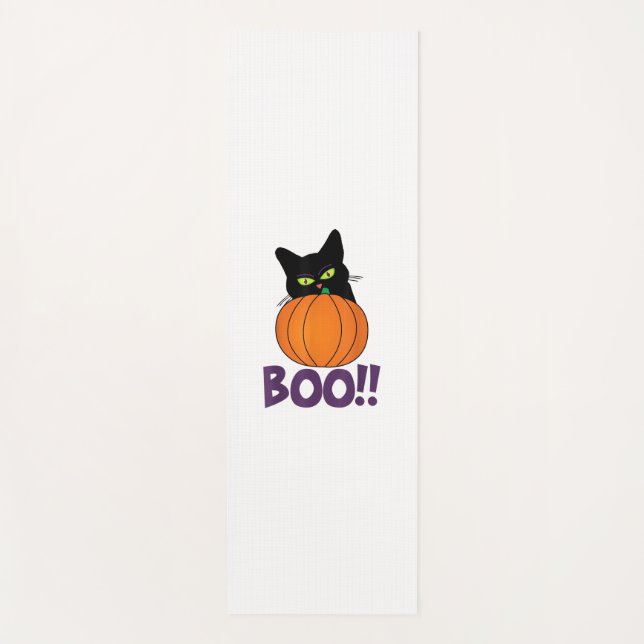 Boo Funny Jolly Cat Peeking Pumpkin Halloween Teil Yogamatte (Vorderseite)