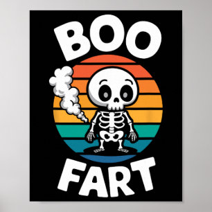 Boo Furz Funny Farting Skelett zu Halloween Poster