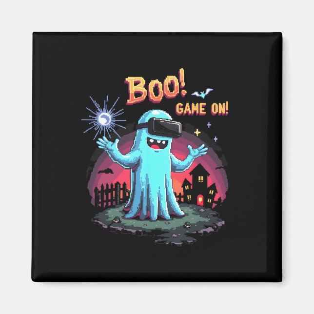 Boo! Game On! Spooky Gamer Ghost mit Controller H Magnet (Vorne)