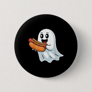 Boo-Geist isst Hot Dog Halloween-Spooky-Kostüm Button