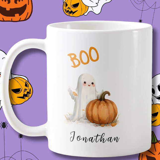 BOO Geist-Kürbis Halloween  Kaffeetasse (Von Creator hochgeladen)