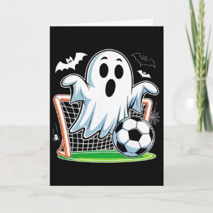 Boo Geist spielt Fußball Lustiges Halloween Fußbal Karte