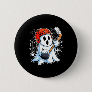 Boo-Geist spielt Hockey Lustiges Halloween-Hockey- Button