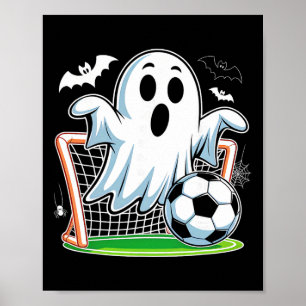 Boo-Geist spielt lustiges Halloween-Fußball-Spiel Poster
