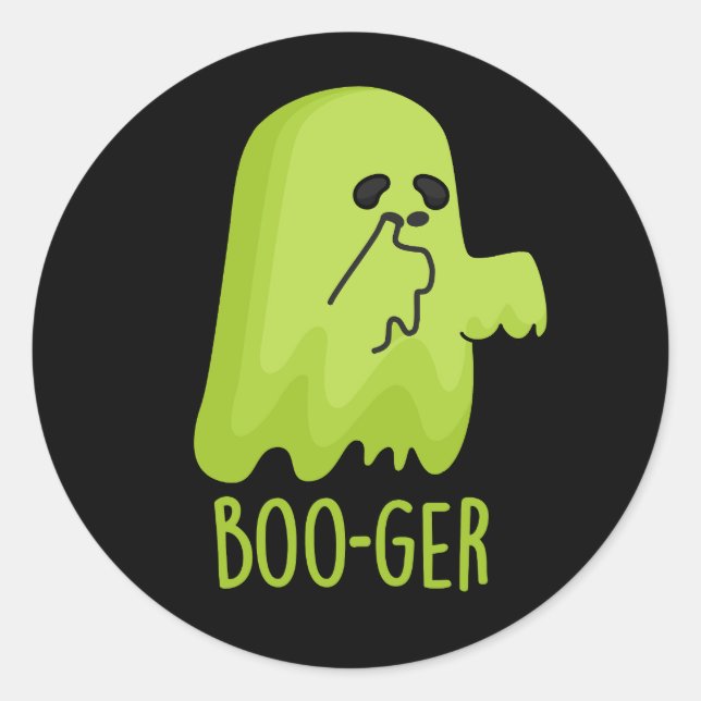 Boo-ger Funny Halloween Booger Ghost Pun Dark BG Runder Aufkleber (Vorderseite)