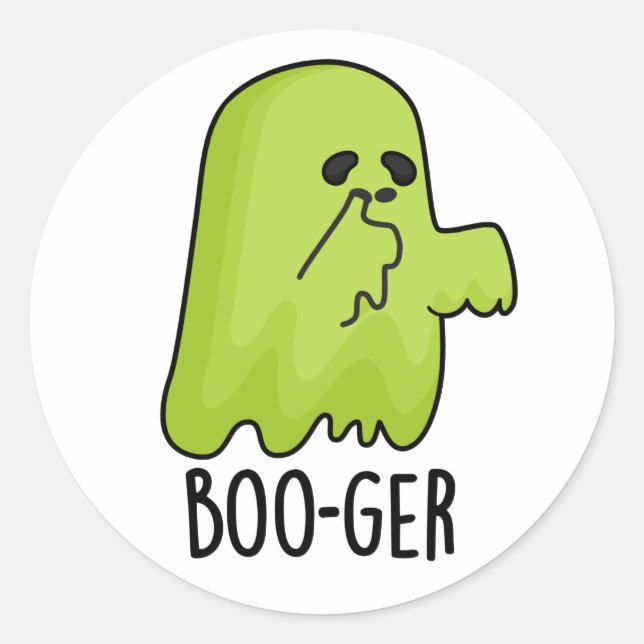 Boo-ger Funny Halloween Booger Ghost Pun Runder Aufkleber (Vorderseite)