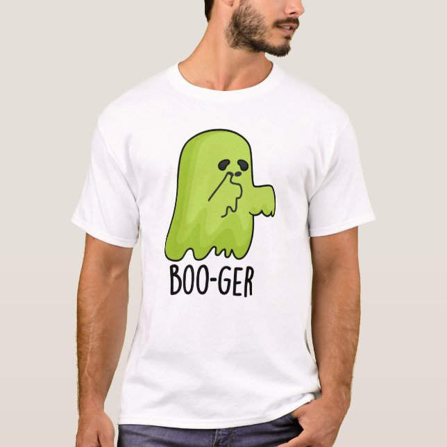 Boo-ger Funny Halloween Booger Ghost Pun T-Shirt (Vorderseite)