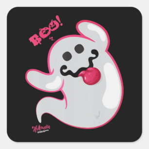 Boo Ghost Bats Spider Creepy Halloween Quadratischer Aufkleber