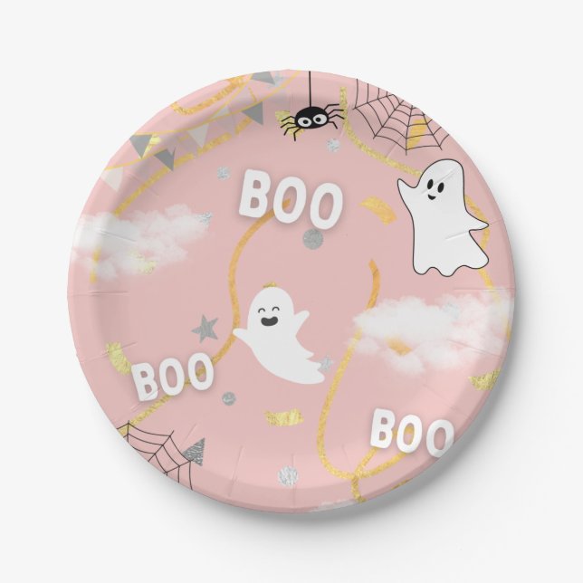 Boo Ghost Birthday Party Plate Pappteller (Vorderseite)