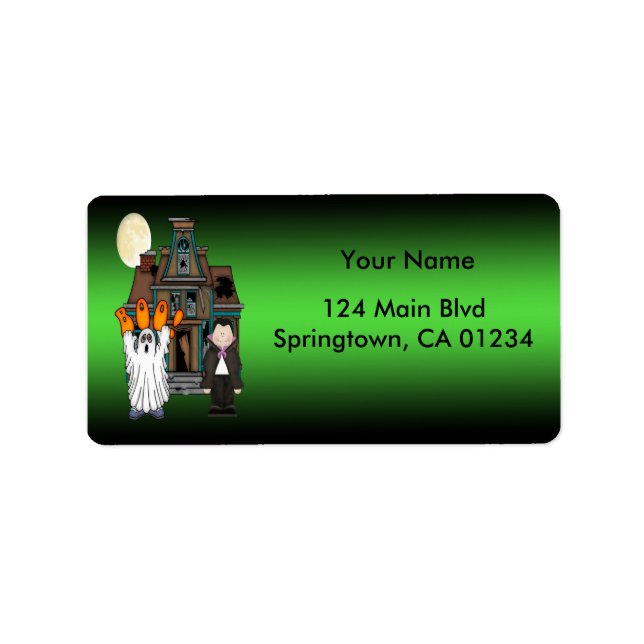 Boo Ghost Dracula Halloween Address Labels Adressaufkleber (Vorne)