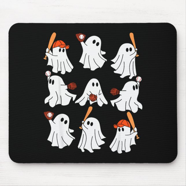 Boo Ghost Halloween Baseball Happy Halloween Baseb Mousepad (Vorne)