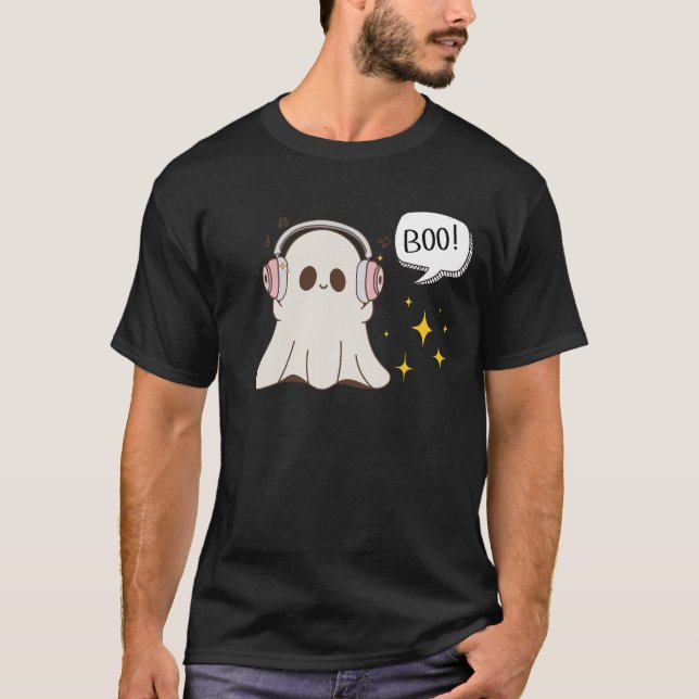 Boo Ghost Musical Halloween T-Shirt (Vorderseite)