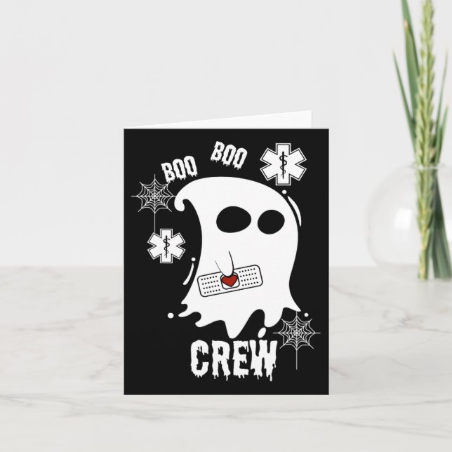 Boo Ghost Paramedic Crew Kostüm Niedlich Easy Hall Karte (Vorderseite)