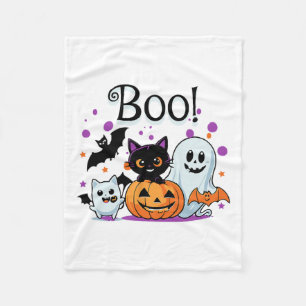 Boo Ghost Pumpkin Katze und Fledermäuse Halloween Fleecedecke