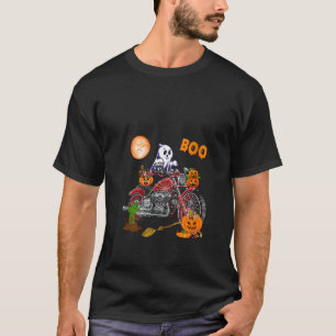 Boo Ghost Riding Motorrad Horror Candy Bag Carve T-Shirt